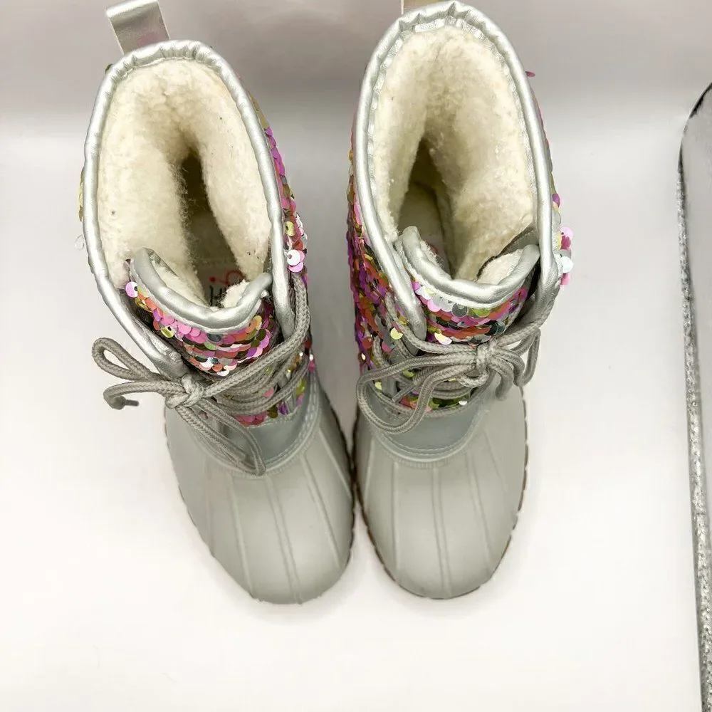 Olivia Miller Girls Flip Sequin Duck Boots, Size 2